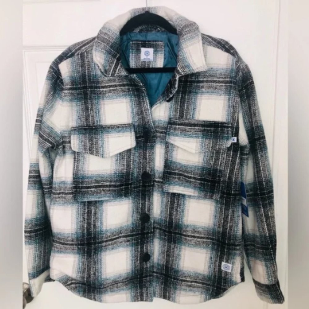 Hurley Born From Water Teal Plaid Shacket Size Small